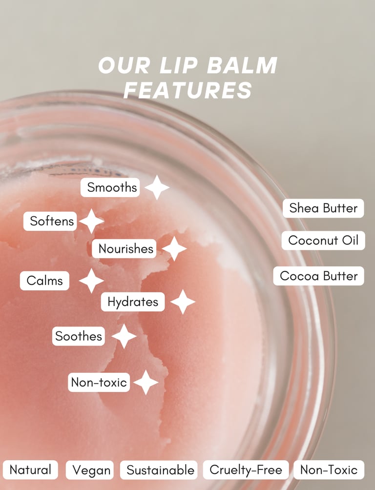 Natural vegan non-toxic lip balm handmade from the beauty party box, smooths and hydrates lips