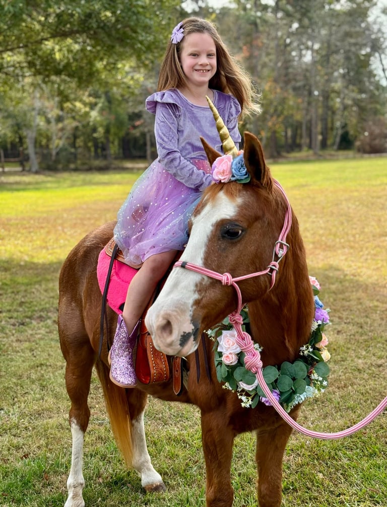 Unicorn Snickers taking a princess on a pony ride