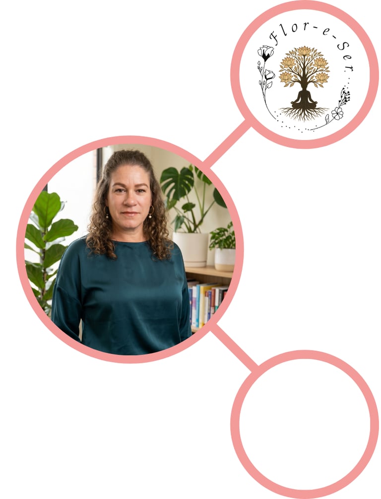 Psicóloga Maria Flor Beloque de Godoy e Logo Flor-e-Ser