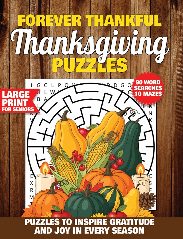 thanksgiving word search puzzles forever thankful large print holiday themed puzzle book liora onyx cover