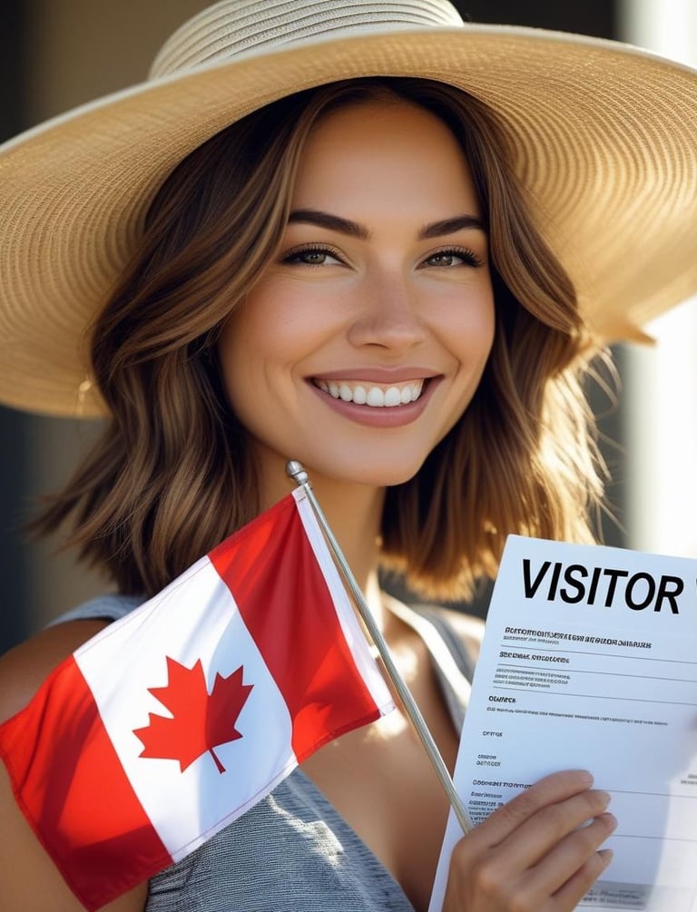 a woman holding a canadian flag and a canadian flag