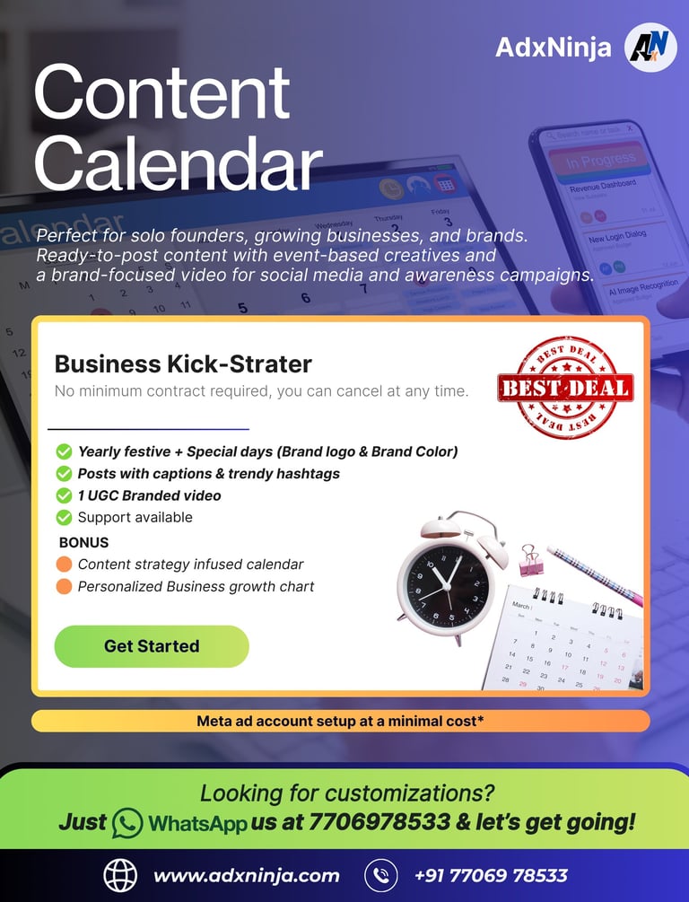 Content Calendar which is Perfect for solo founders, growing business & brands.