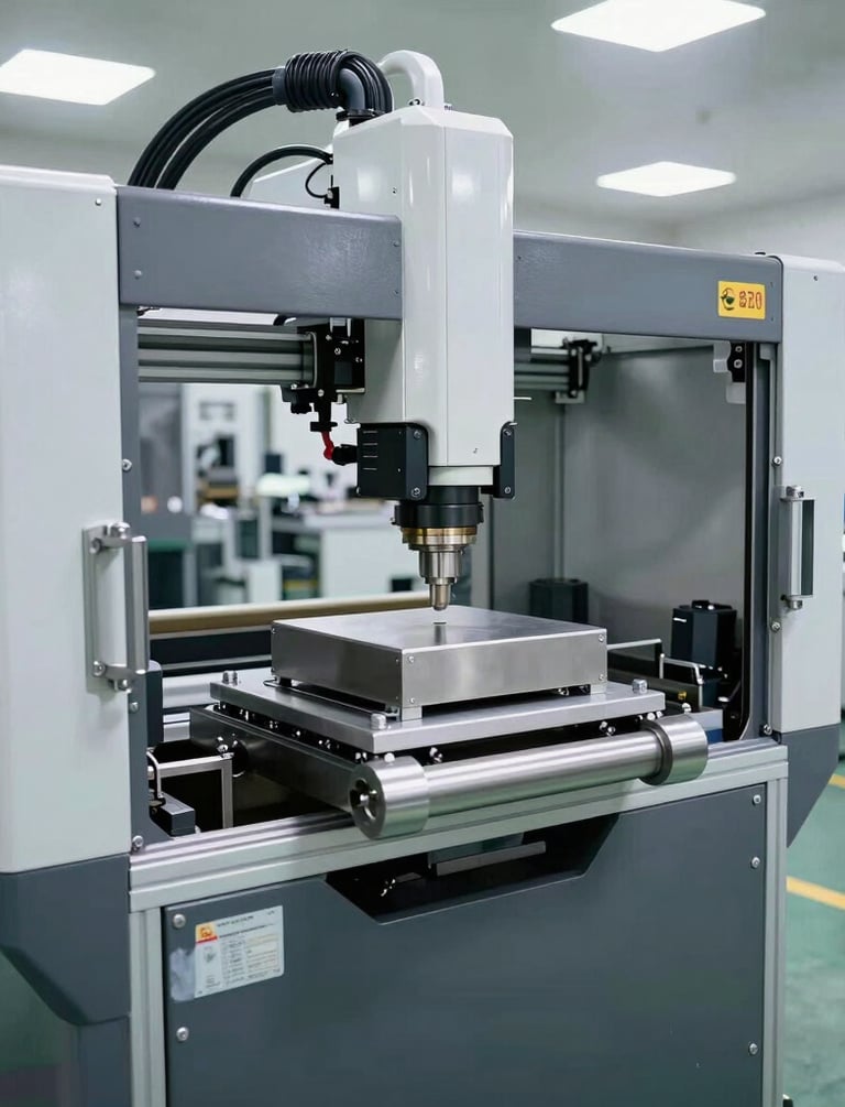 Rows of industrial machines lined up in a spacious warehouse, ready for sale.