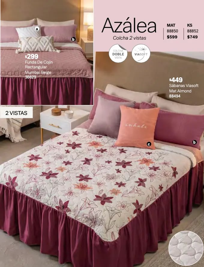 Colcha dos vistas modelo Azalea de la marca Vianney