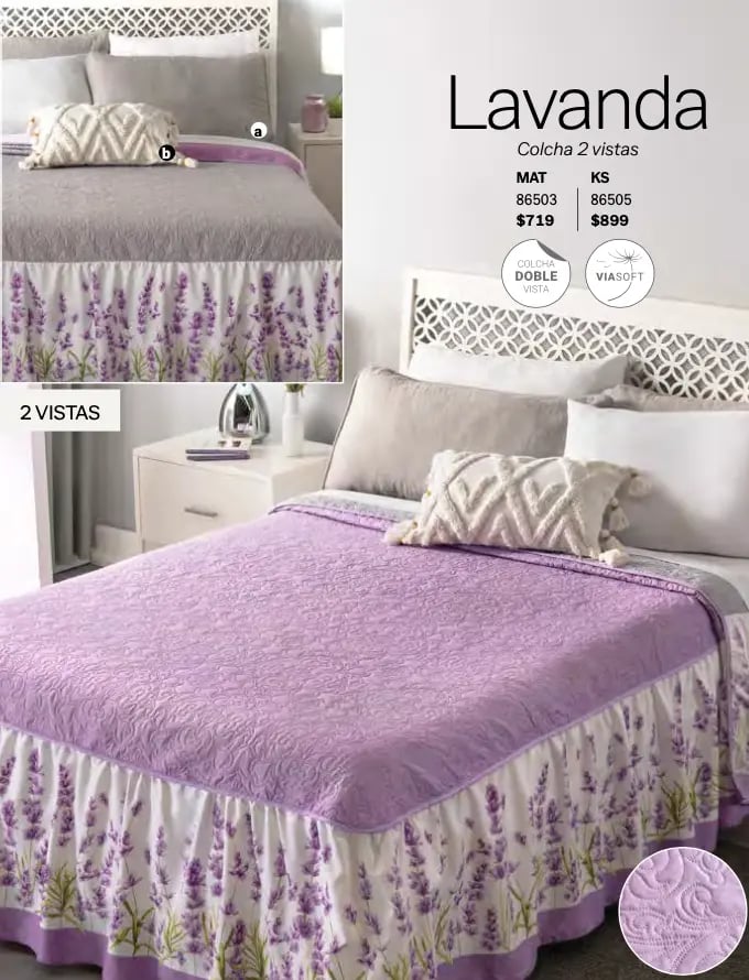 Colcha dos vistas modelo Lavanda de la marca Vianney