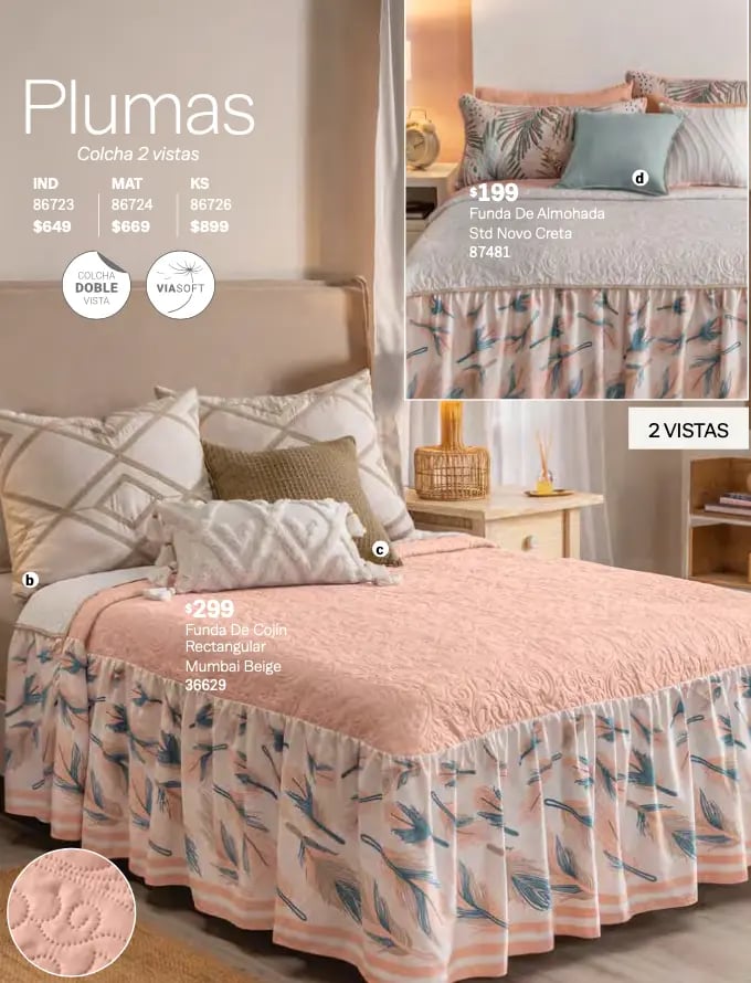 Colcha dos vistas modelo Plumas de la marca Vianney