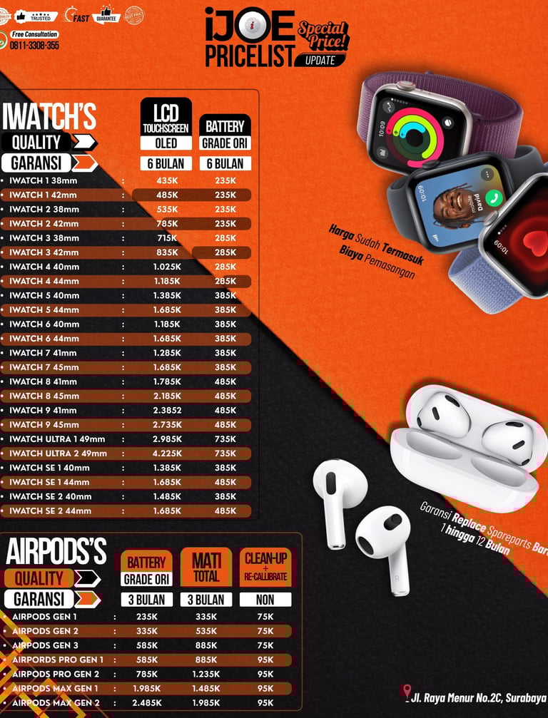 Harga Service iWatch & AirPods