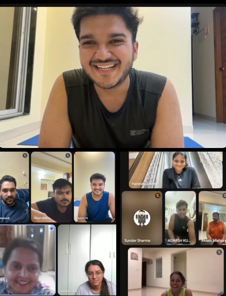 a group of people are taking a video call
