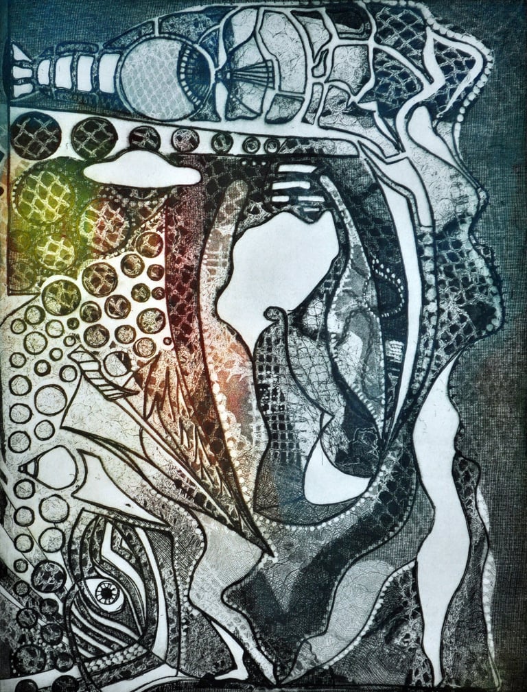 "Mandalas" Soft Ground Etching with Aquatint by Kristina Lee, Limited Edition 2/150