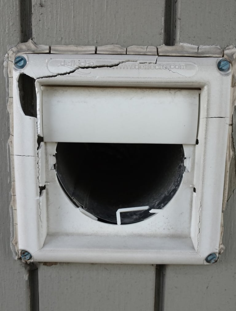 Sun damaged external dryer vent cover