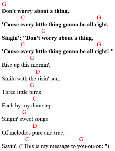 Chords and Lyrics: "Three Little Birds" by Bob Marley