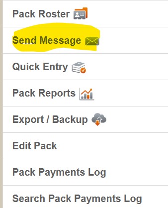 Select the second option at the bottom of the page menu for Send Mesage