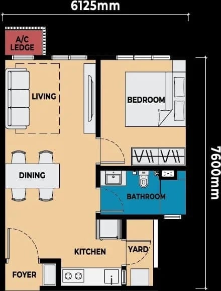 Compact 1 bedroom 474 sqft apartment walking distance to RTS Bukit Chagar Johor Bahru from RM640k