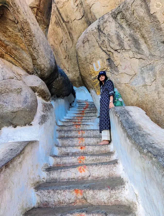 Stairway to Anjanadri Hill in Hampi, believed to be the birthplace of Lord Hanuman.