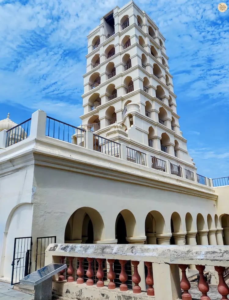 Historic bell tower at Thanjavur Palace complex in Tamil Nadu