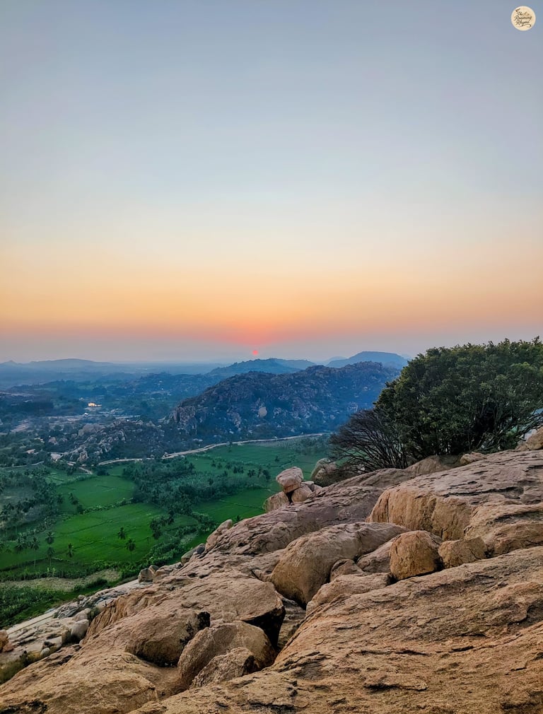 Golden dawn at Anjanadri - a quite start in Hampi.