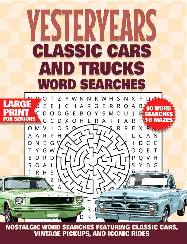 classic cars and trucks word search yesteryears vintage rides large print nostalgic puzzle book liora onyx cover