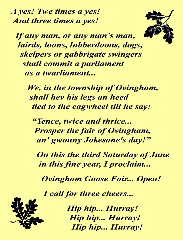 Ovingham Goose Fair Proclamation