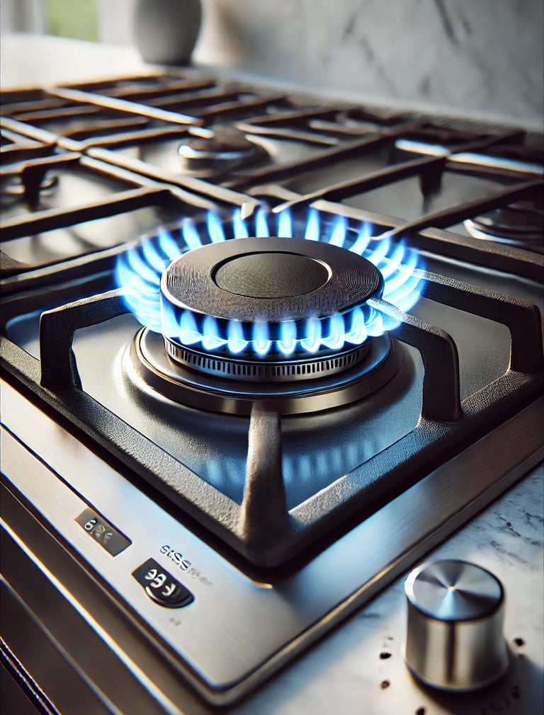 a lit gas burner
