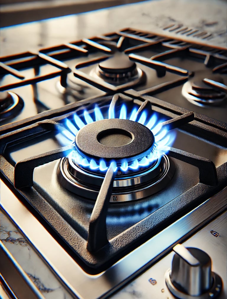 a gas burner with a blue flame