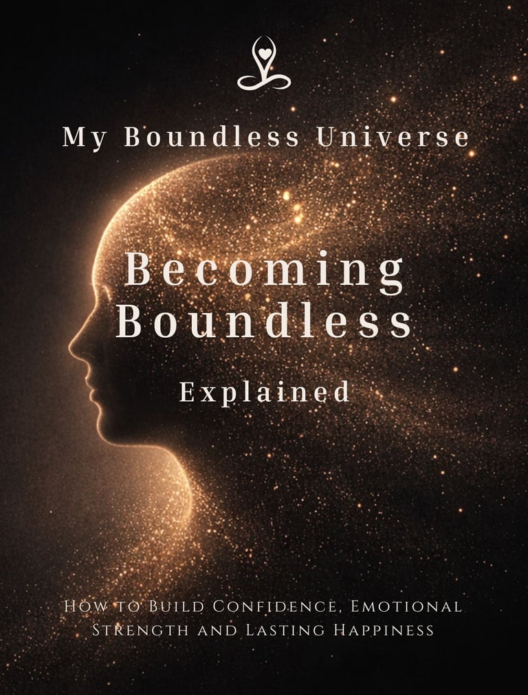 Becoming Boundless book cover featuring a glowing profile silhouette for emotional strength and confidence.