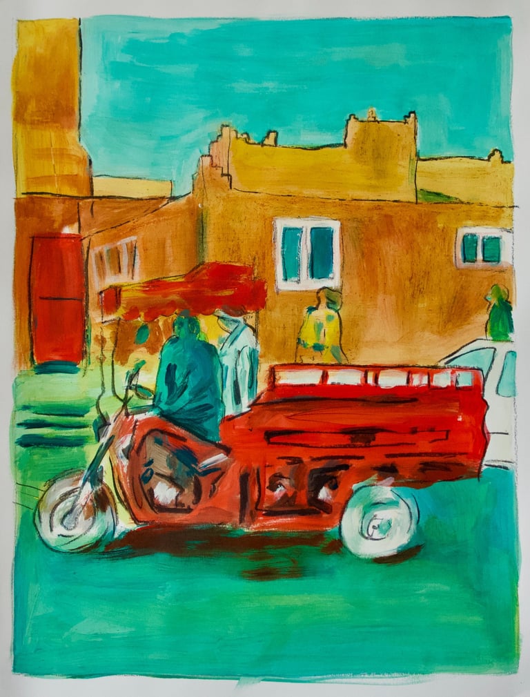 Peinture rue marocaine - Artiste peintre Bordeaux