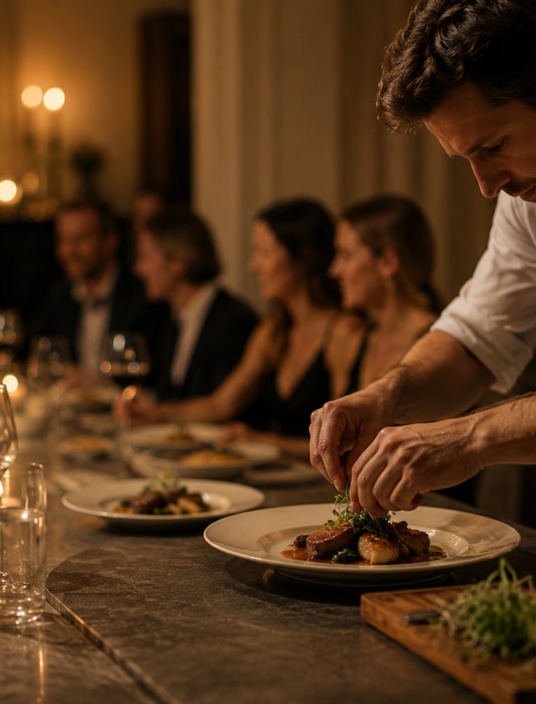 Restaurant-quality private dining prepared by Common Fire in Glasgow.