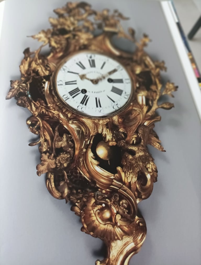 Louis XV gilded bronze clock.