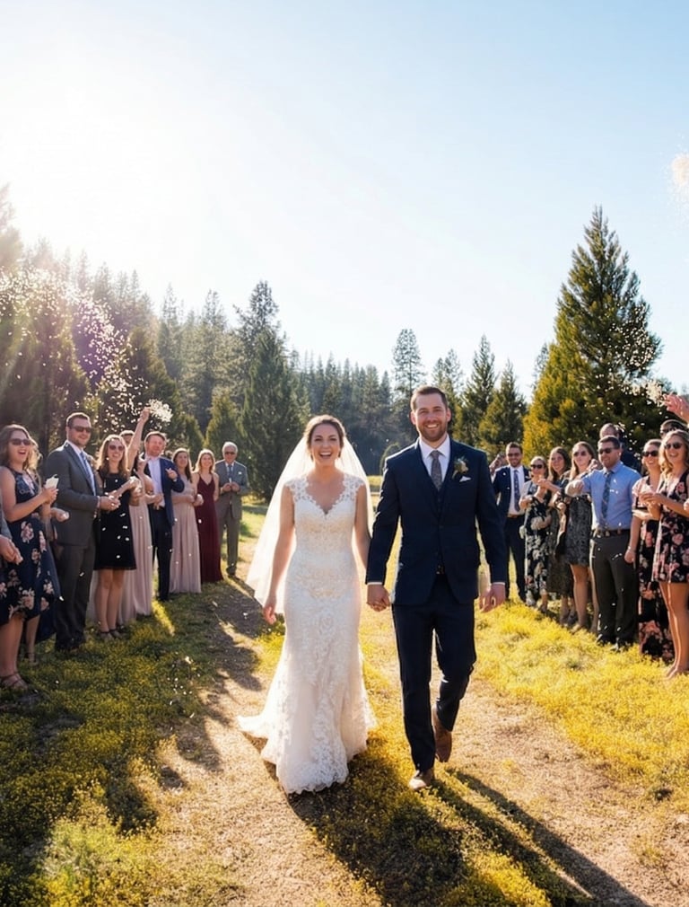 Couple celebrating thier wedding at The Meadowlands with friends at Kowana Valley