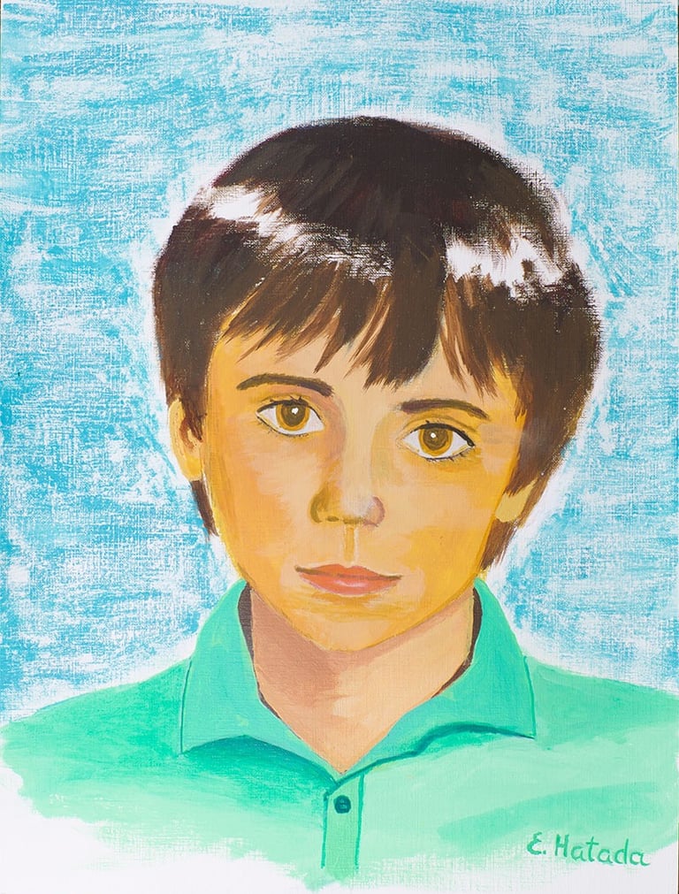 Acrylic painting of a  young boy