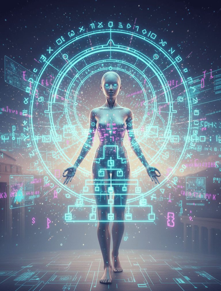 Female AI philosopher revealing meaning; best AI course distinctions.