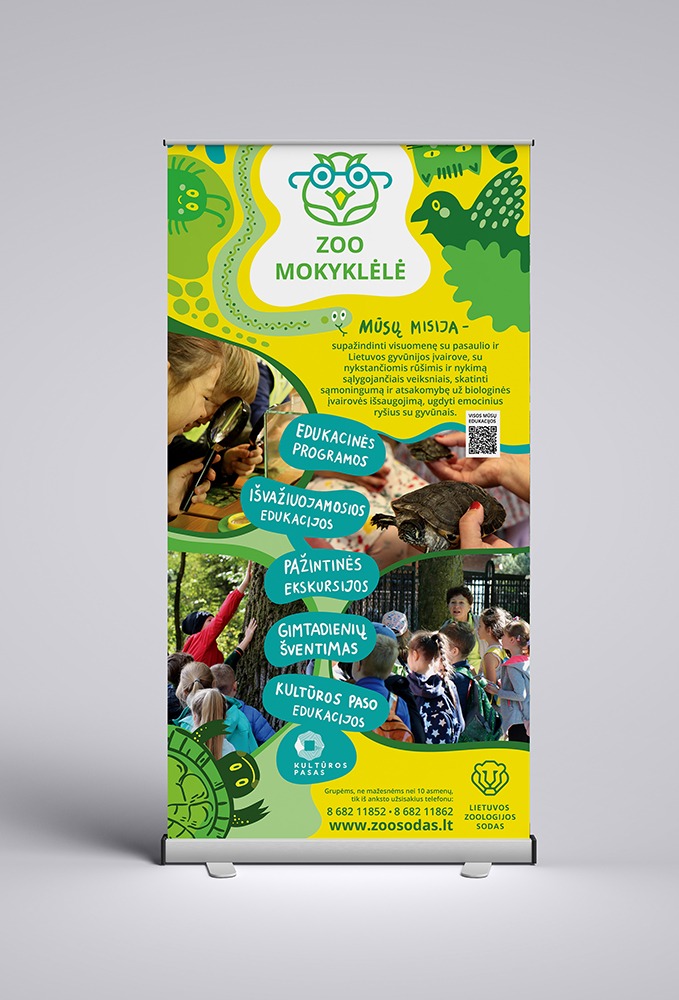 A stand with educational activities at the Lithuanian Zoo.