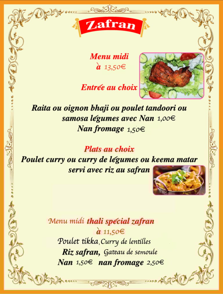 menu midi 13,50/ 11,50