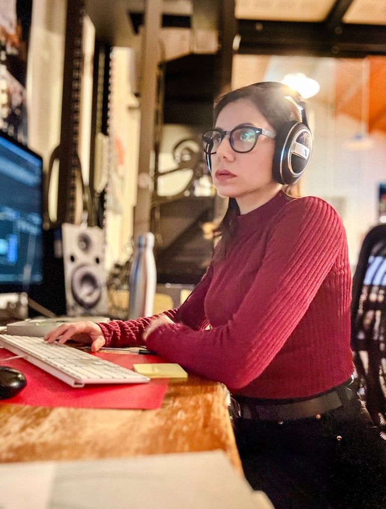 Martha H Calderon su postazione di montaggio.