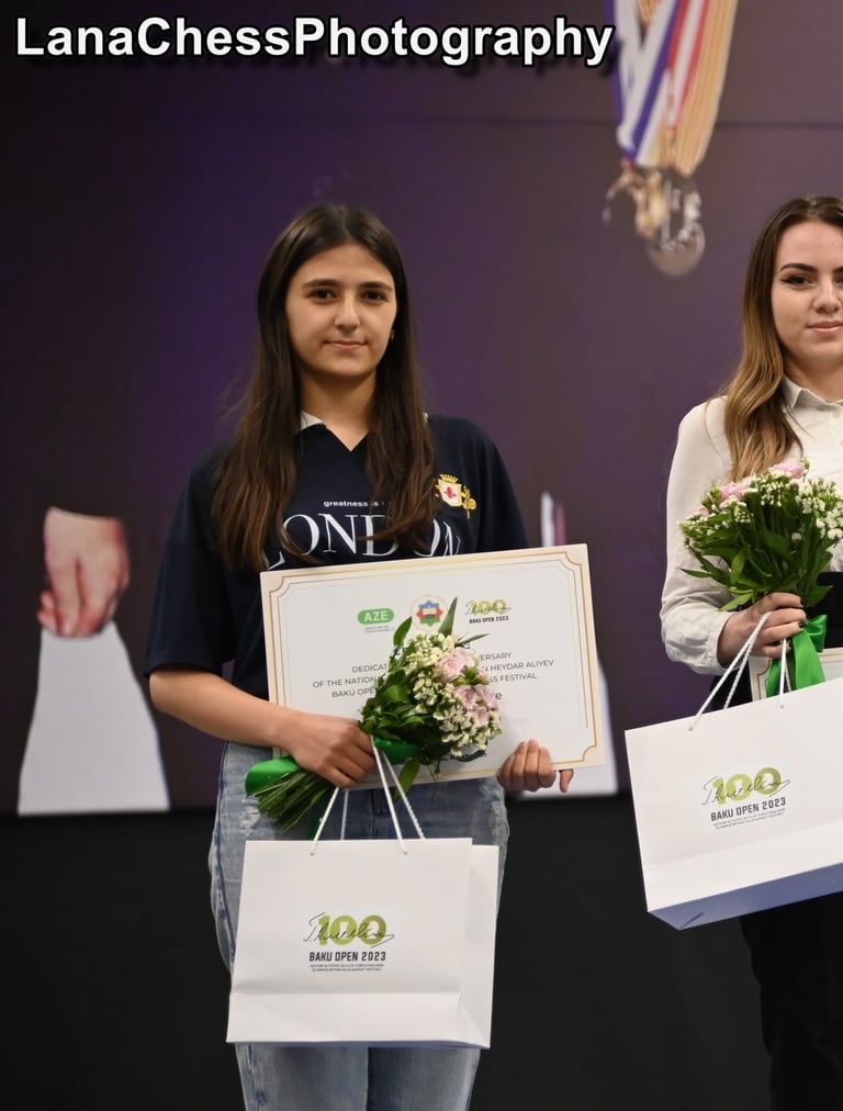 Nurgyul Salimova of Bulgaria wins the USD1500 Women's prize at the Baku Open Chess Tournament 2023