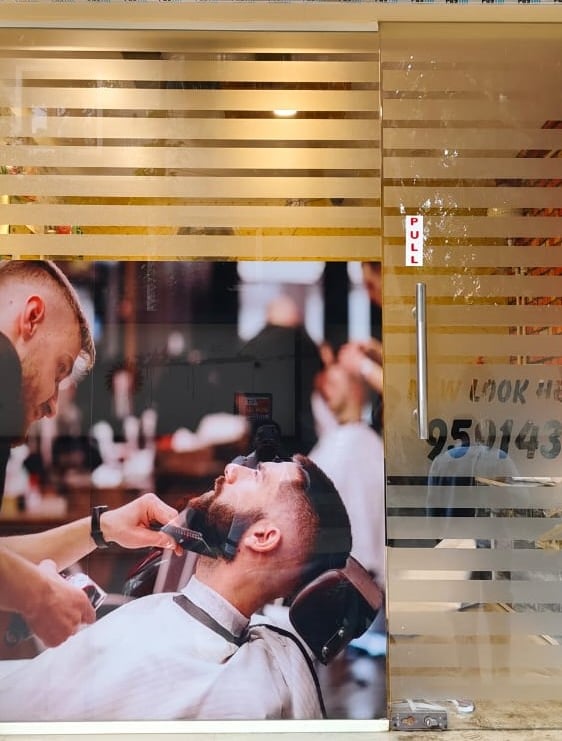 Sticker service at salon shop