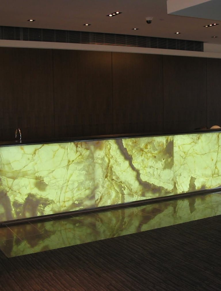 RBC Reception desk, metalwork done by Pengelly Iron Works