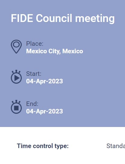 FIDE Council meeting April 2023 in Mexico 