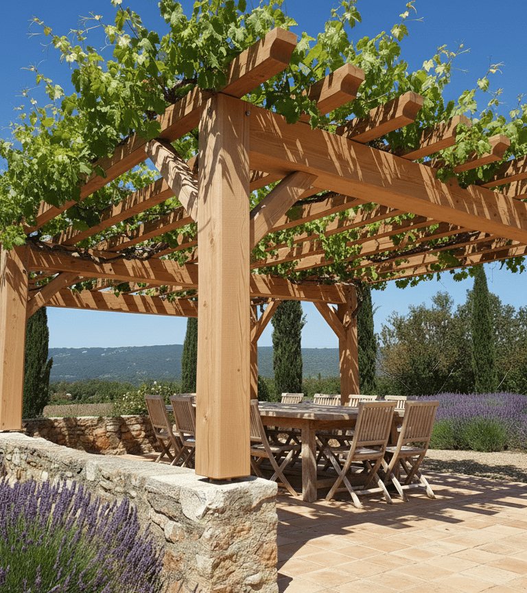 Pergola bois bioclimatique douglas moderne tradi