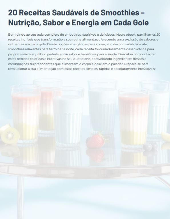 Descubra o Nosso Novo eBook: 20 Receitas Saudáveis de Smoothies