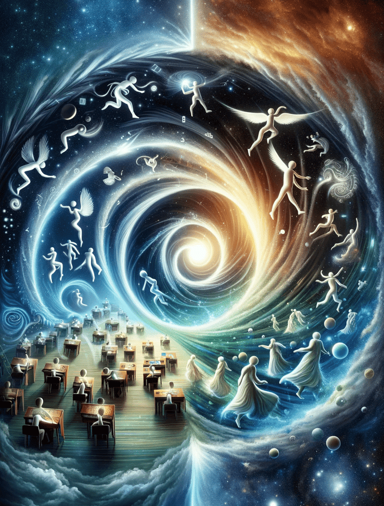 a spiralle with a spiralle of people in a spiralle