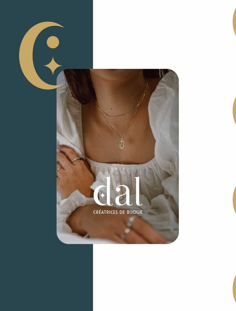 Visuel et motif illustrant l'univers de marque de DAL Créations
