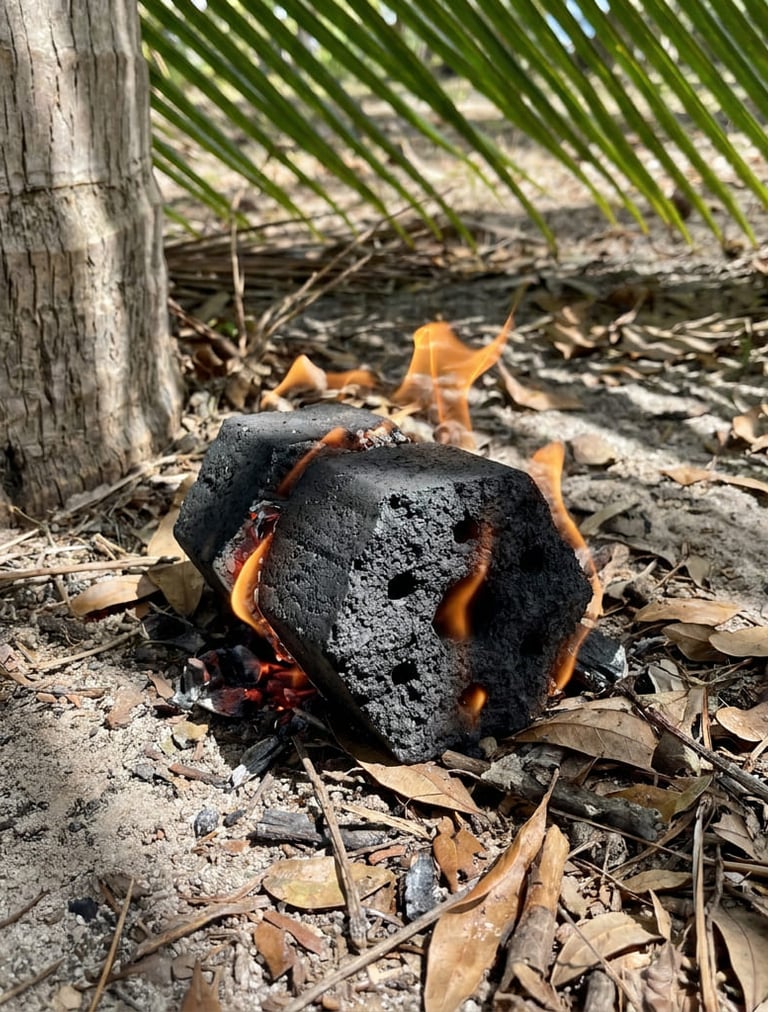 Hexagonal coconut shell charcoal for barbeque
