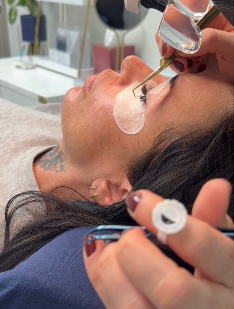 Lash extension appointment in progress at So In Love Lashes in Bird Rock, La Jolla