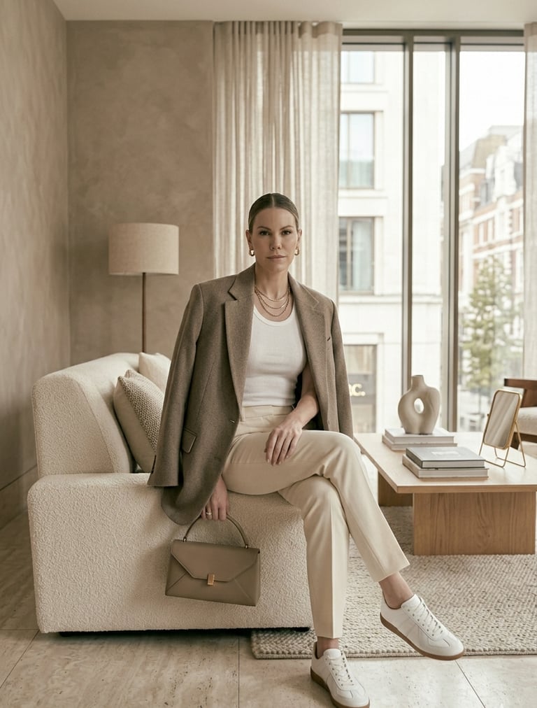 Oversized blazer outfit styled with fitted basics and clean girl fashion aesthetic