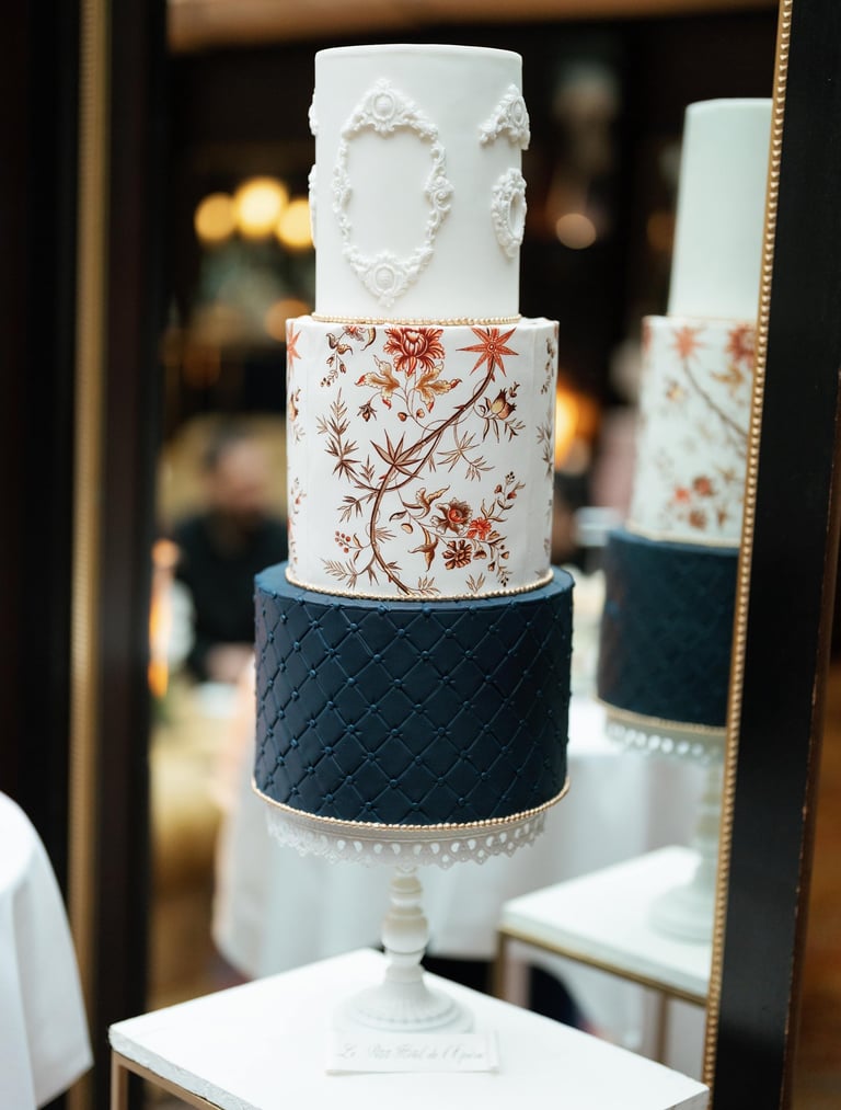 luxury wedding cake during a wedding in paris