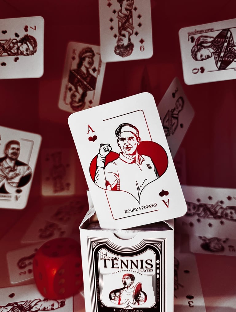 tennis playing cards with roger federer and alcaraz
