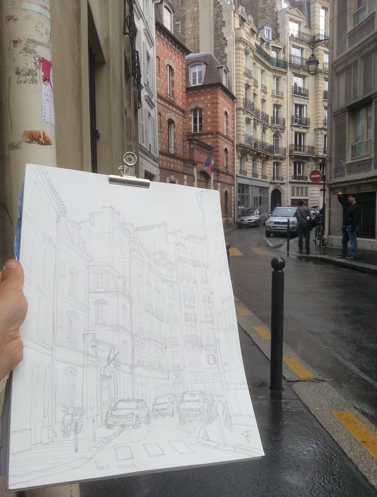 Urban sketch by Evgeny bondarenko in Paris