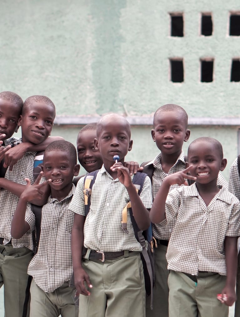 Group of young boys accessing education through an NGO program.
