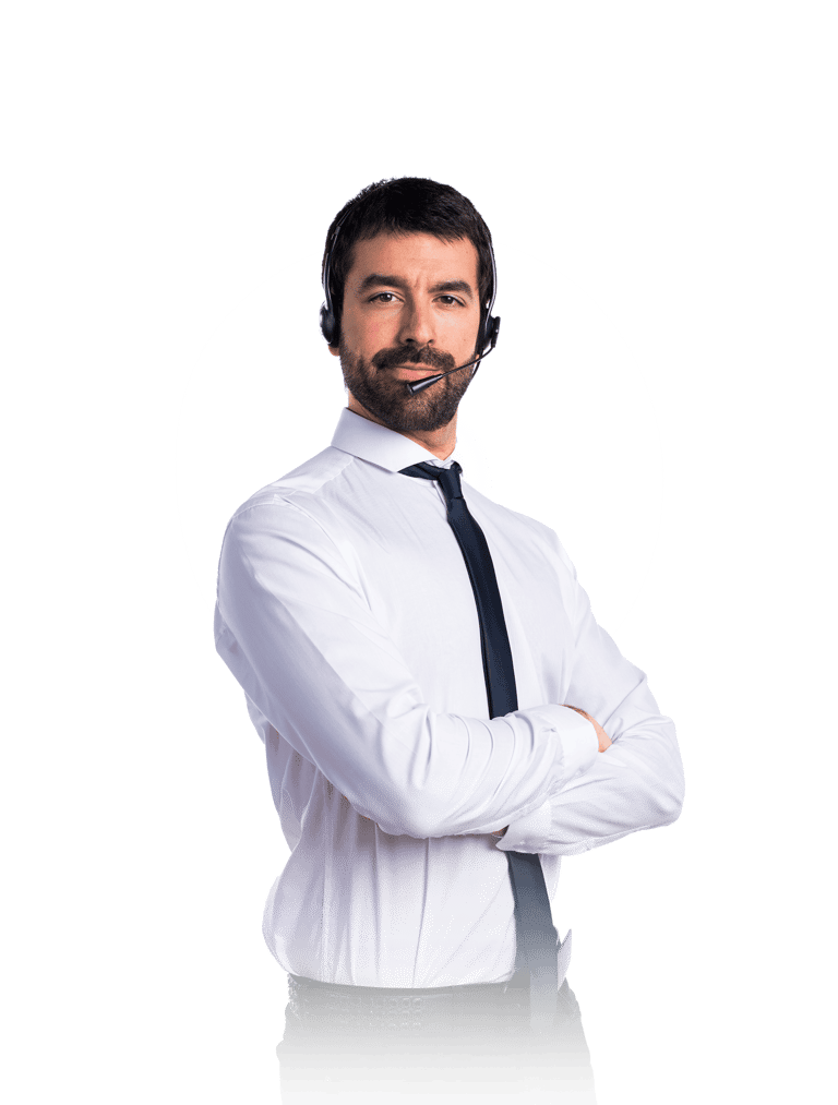 a man with a headset and a headset